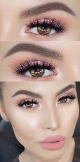 Eyeshadow Tutorials For Beginners Spring Pink Shimmery Eyeshadow Look Step By Step Tutorial Guides For Begi Peach Makeup Glitter Eye Makeup Spring Makeup