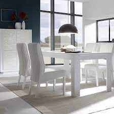 Table salle a manger design blanche acier brosse pour. Table Salle A Manger Blanc Laque Mat Design Sofamobili