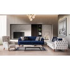 Yildiz Mobilya Hisar Chester Lacivert Salon Takimi Fiyati