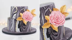 Marble Cake With Gold Leaf Big Rose Tutorial Tan Dulce Youtube