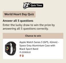 Apr 09, 2019 · we hope you have enjoyed our lists of bible trivia questions and answers, as well as the bible trivia quizzes. Amazon World Heart Day Quiz Win Apple Watch Answers Added Onlinedealtrick