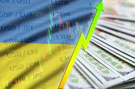 Ukraine Flag And Chart Growing Us Dollar Position With A Fan