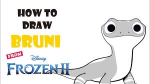 He likes to eat snow so i added some :3. How To Draw Bruni Easy Step By Step Frozen 2 Stayathome Drawwithme Youtube