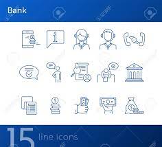 Insurance companies & takaful operators:syarikat insurans & pengendali takaful. Bank Line Icon Set Mobile App Operator Money Cash Finance Royalty Free Cliparts Vectors And Stock Illustration Image 134858293