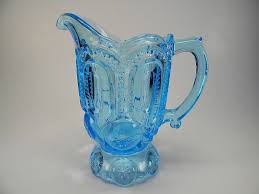 Light Blue Glass Pitcher Antique Vintage Blue Glass Blue Glass Pitcher Colored Glassware Stars And Moon