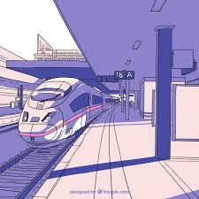 Hand Drawn High Speed Train Station Train Illustration Train Drawing How To Draw Hands