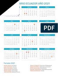 Calendario con los feriados en ecuador ✅ revisa aquí los días libres a nivel nacional y si son recuperables o no a continuación detallaremos el listado de feriados en ecuador para el año 202o. Calendario Ecuador 2021 Violencia Agitacion