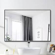 The bath vanity cabinet features recessed door and drawer panels and metal pulls in a chrome finish. Neu Type Medium Rectangle Black Hooks Contemporary Mirror 36 In H X 24 In W Jj00520aafn 1 The Home Depot Contemporary Bathroom Mirrors Bathroom Vanity Mirror Contemporary Bathroom