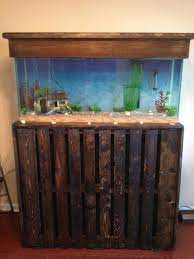 55 Gallon Fish Tank Stand Using Two Pallets Stained And Coated Unique Fish Tanks Fish Tank Stand Diy Fish Tank