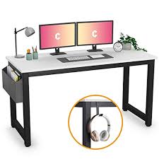 Amazon Com Cubiker Computer Desk 55 Modern Sturdy Office Desk Large Writing Study Table For Home Office With Extra Strong Legs In 2020 Study Table Office Desk Desk