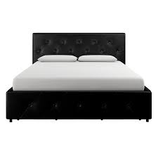 Give yourself the bed you deserve! Dhp Dakota Queen Upholstered Bed With Storage Drawers In Black Faux Leather 4291039