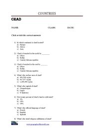 Chad Country Info Geography Worksheets List Of Countries Countries Of The World