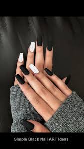 20 Simple Black Nail Art Design Ideas Disenos De Unas Negras Manicura De Unas Unas Postizas De Gel