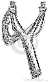 Stylized Slingshot In Black And White Isolated Stylized Vector Illustration Black And White