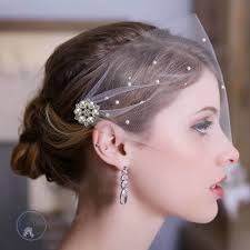 VBT11 Tulle Bandeau Birdcage Veil Gold or Silver Combs