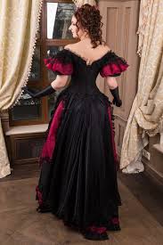 Red And Black Victorian Ballroom Dress Reenactment Costume Etsy Black Victorian Dress Victorian Dress Ballroom Dress