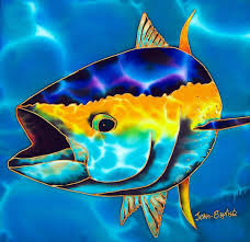 Yellowfin Tuna By Daniel Jean Baptiste In 2021 Silk Painting Silk Art Fish Art