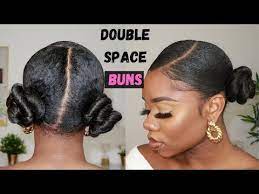 Hairstyle For Natural Hair Sleek Double Space Buns Youtube Natural Hair Bun Styles Natural Hair Styles Bun Hairstyles For Long Hair