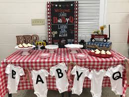 Baby Q Dessert Table Baby Shower Barbeque Barbecue Baby Shower Baby Shower Bbq