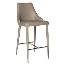 Taupe Color Counter Height Bar Stool With Quilted Back Design Matching Color Painted Metal Legs Non Swi Bar Stools Stool Kitchen Stools With Back