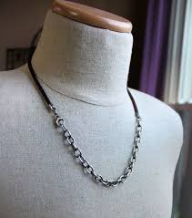 See more of leather & chains on facebook. Mens Chain Leather Necklace Heavy Chain Necklace Sterling Silver Chain Mens Mixed Chain Necklace