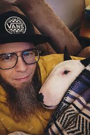 Bull terrier loves being held