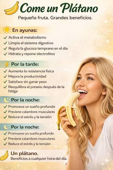 Come un plátano y mira lo que le pasa a tu cuerpo 🍌 El plátano es uno de  los alimentos más completos y accesibles que puedes incluir en tu  alimentación diaria. Rico