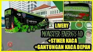 • support livery+stiker kaca • wiper berfungsi • hazard berfungsi • pintu berfungsi • dll. Bussid Livery Monster Energy Shd Youtube
