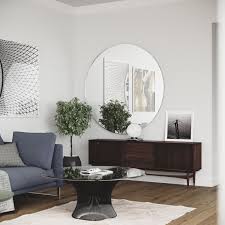 Front View Of Large Round Mirror Wall Decor Living Room Large Round Wall Mirror Living Room Wall