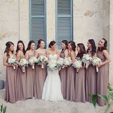 Neutral Color Long Bridesmaid Dresses You Can T Go Wrong With A Gorgeous Neutral Color Pallet This Look Mauve Bridesmaid Bridesmaid Dress Colors Bridesmaid