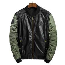 Spring Autumn Casual Solid Fashion Slim Bomber Jacket Men Overcoat New Arrival Baseball Jack Leather Jacket Men High Quality Leather Jacket Mens Jackets Casual
