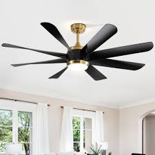 60-in Black and Gold Modern LED Ceiling Fan with Light Remote (5-Blade)