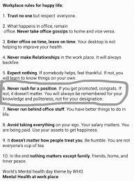 Workplace rules for a happy life. Workplace Rule For Happy Life Workplace Rules Workplace Quotes Workplace Happiness