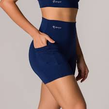 Short Fitness Basics Com Bolsos Laterais Azul Marinho