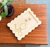 Unbranded Light Beige Travertine 11 in. Handmade Decorative Tray HDFB3Y2HPF