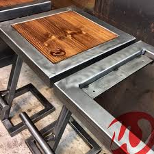 Bar Stool Design Steel And Wood Industrial Custom Design Etsy Bar Stools Steel Bar Stools Designer Bar Stools