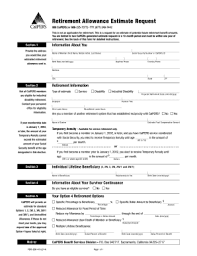 Calpers Retirement Allowance Estimate Request Form Fill