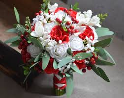 Red Roses Eucalyptus Silk Bridal Bouquets Real Touch Roses Rustic Boho Chic Wedding Bouquets Wedding Flower Packages Bridal Bouquet Red Bouquet Wedding