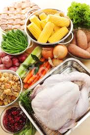 Find out which traditional recipes weren't served at the first thanksgiving celebration. Raw Turkey And Vegetable Ingredients For Thanksgiving Dinner Pre Stock Photos Freeimages Com