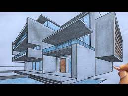Two point perspective starts by defining the horizon line. How To Draw A House Using Two Point Perspective Youtube House Design Drawing Architecture Drawing Plan Architecture Design Drawing