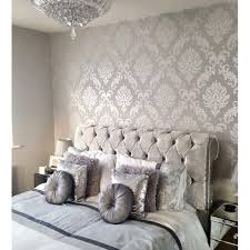 Chelsea Glitter Damask Wallpaper Soft Grey Silver H980504 Living Room Wall Color Room Wall Colors Damask Wallpaper Bedroom