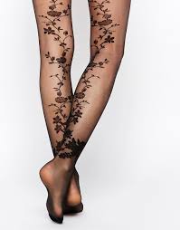 Image 1 Of Asos Floral Decorative Back Seam Tights With Control Top Chaussettes En Dentelle Collants A Fleurs Collant Dentelle