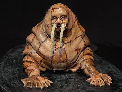 1/16th scale of Wallace from @thatkevinsmith movie Tusk, based on the work  of @rlkurtzman. Sculpted in @chavantclay, molded in silicone with an  ultracal jacket, cast in @smoothon smooth-cast 300, painted with acrylics