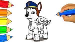 Our free coloring pages for adults and kids, range from star wars to mickey mouse. Paw Patrol Coloring Pages Drawing And Colouring For Kids How To Draw And Colour Chase Youtube