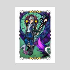 In kingdom hearts, riku is a calm, cool, collected teenager who is not afraid to go beyond his limits. Kingdom Hearts Riku Stained Glass An Art Print By Ranefea Inprnt