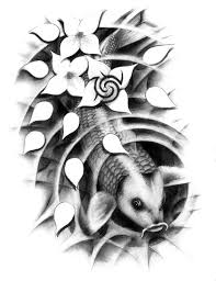 Black And White Koi Fish Tattoo With Flowers Japanese Koi Fish Tattoo Design A Lucky Choice Japanese Flower Tattoo Koi Tattoo Japanese Koi Fish Tattoo