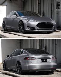Tesla Tuesday Tesla Model S P85 With A Complete Silver Carbon Fiber Exterior Wrap And Lowered On Custom Painted 22 Agwheels Wheels Excl Araba Arabalar Arac
