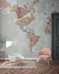 Classic World Map Wallpaper Murals Wallpaper In 2021 Home Wallpaper World Map Decor World Map Wallpaper