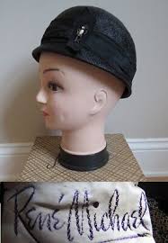 AUTHENTIC VINTAGE Designer RENE MICHAEL Mod Hat 1960's box Saks GREAT  CONDITION!