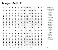 Dragon ball z merchandise was a success prior to its peak american interest, with more than $3 billion in sales from 1996 to 2000. Download Word Search On Dragon Ball Z